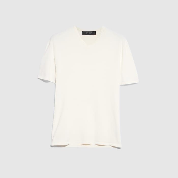 Technical knit fabric T-shirt in white | GUCCI® US