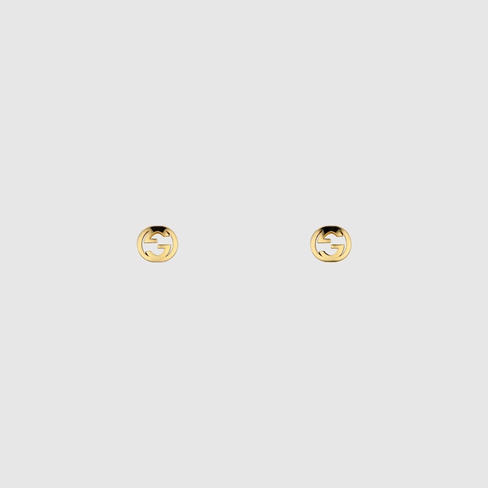 グッチ インターロッキング〕18K スタッズピアス ・18K イエロー