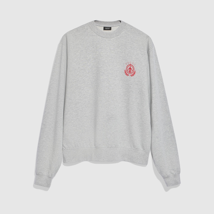 Cotton jersey mélange sweatshirt in light grey | GUCCI® US