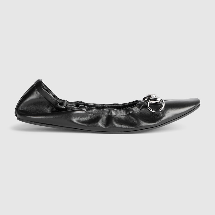 GUCCI GG グッチ　フラットシューズ　バレリーナ　パンプス　ミュール　美品 グッチ プリマ ウィメンズ フラットバレエシューズ ・ブラック レザー