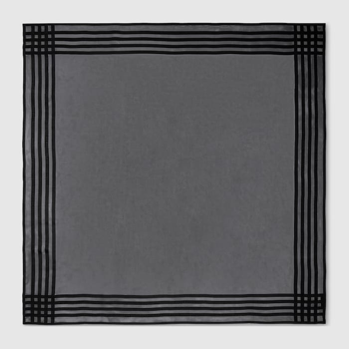 Lightweight silk jacquard shawl in black | GUCCI® US