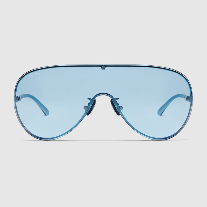 Mask frame sunglasses in blue | GUCCI® US