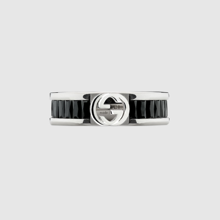 Gucci Interlocking crystal ring in 925 sterling silver | GUCCI® US