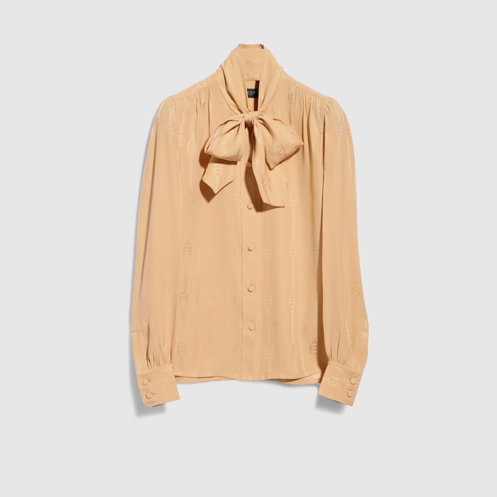 GUCCI ポロシャツ シルク M ベージュ メンズ*GUCCI*コットンポロシャツGG 半袖 モノグラム (GUCCI/シャツ