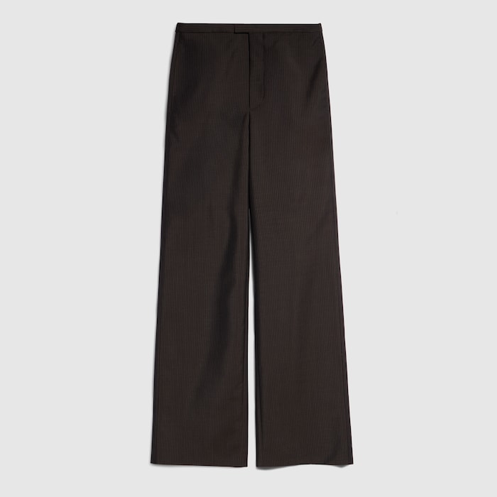 パンツ FOLL 26SS wool mohair baggy fit trouser Pinstripe wool mohair pants in dark brown | GUCCI® US