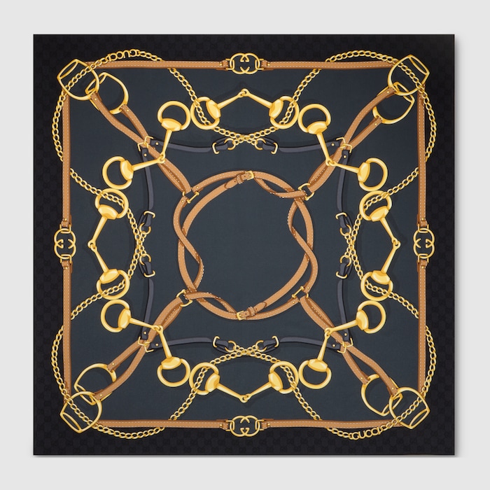 ky304【美品】GUCCI ホルターネック キャメル シルク100 S GG jacquard silk wool shawl in camel | GUCCI® US