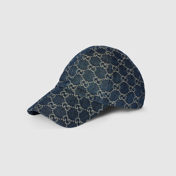 GG cotton denim baseball hat in blue | GUCCI® RO