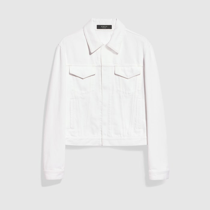 Cotton denim jacket in white | GUCCI® US