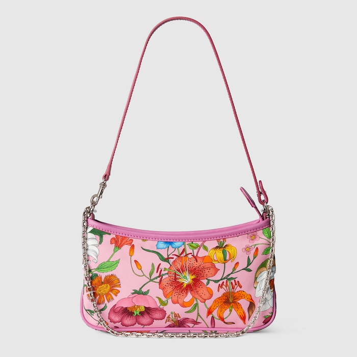 Gossip small shoulder bag in pink and multicolor nylon | GUCCI® SI