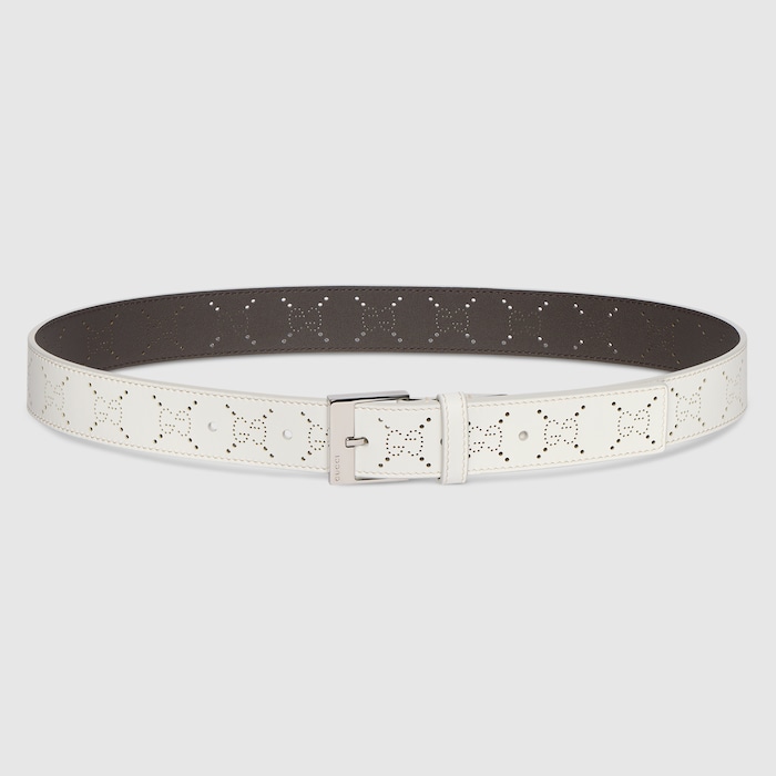 Minimalist White GG Belt with Square Buckle | GUCCI® US
