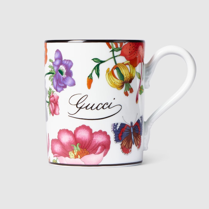 Gucci Flora print mug in white porcelain | GUCCI® US
