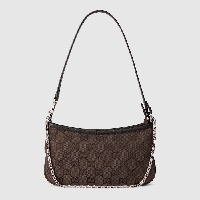 Gossip small shoulder bag in dark brown GG canvas | GUCCI® CA