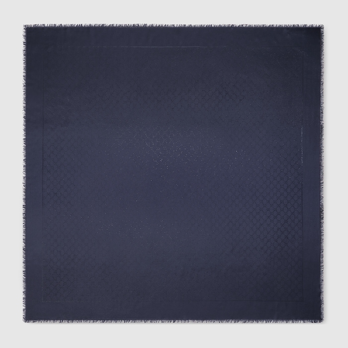 GG silk wool lamé shawl in dark blue | GUCCI® US