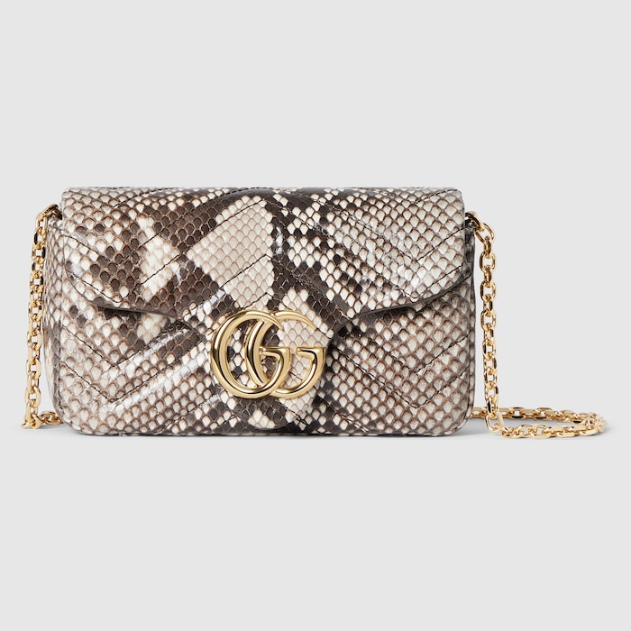 GG Marmont python mini shoulder bag in natural | GUCCI® US
