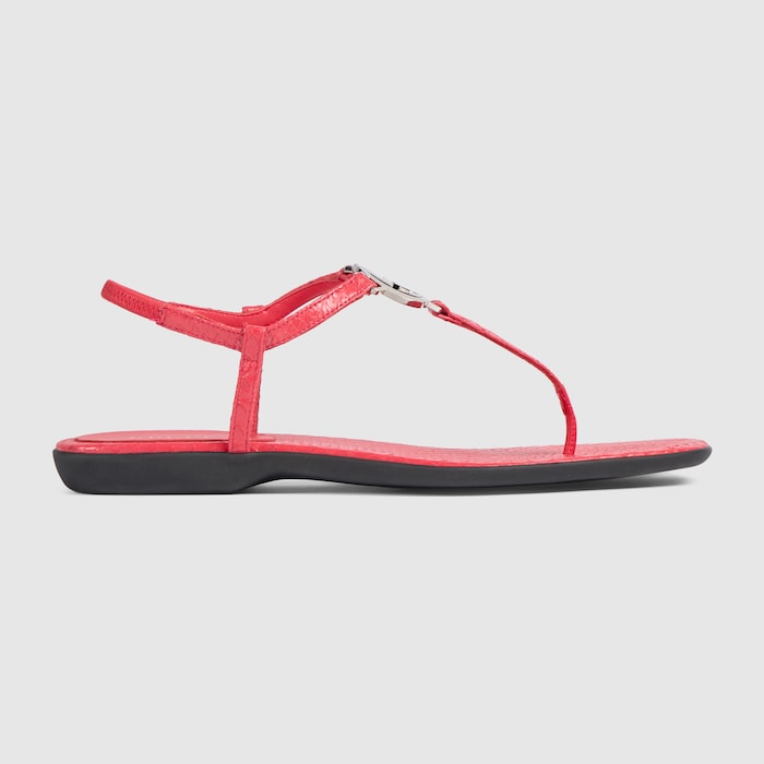 Women's python thong sandal with Interlocking G in red | GUCCI® US