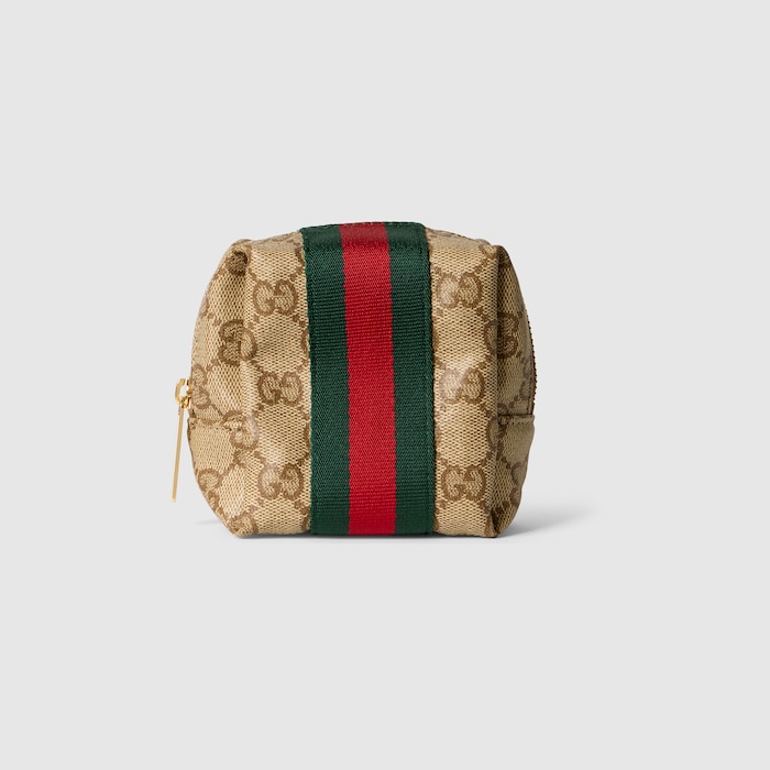 Small cosmetic case with Web in sand and brown GG canvas | GUCCI® US