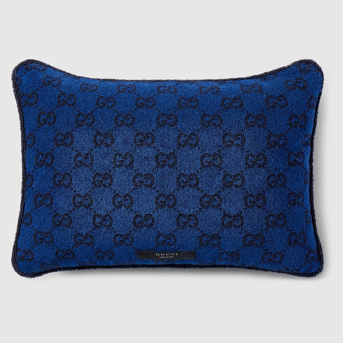 GG cotton rectangular cushion in blue GG cotton | GUCCI® US