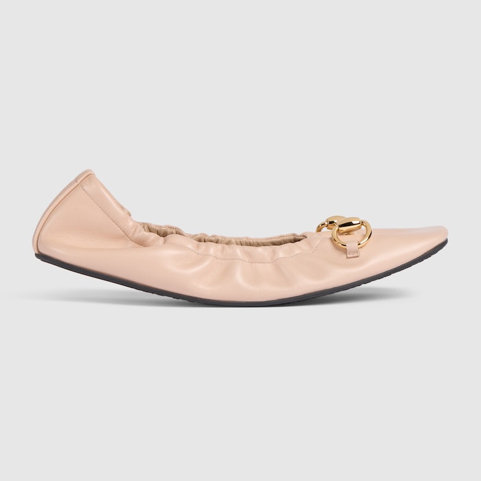 GUCCI リボン バレリーナ Women's Prima ballerina in pink beige leather | GUCCI® US