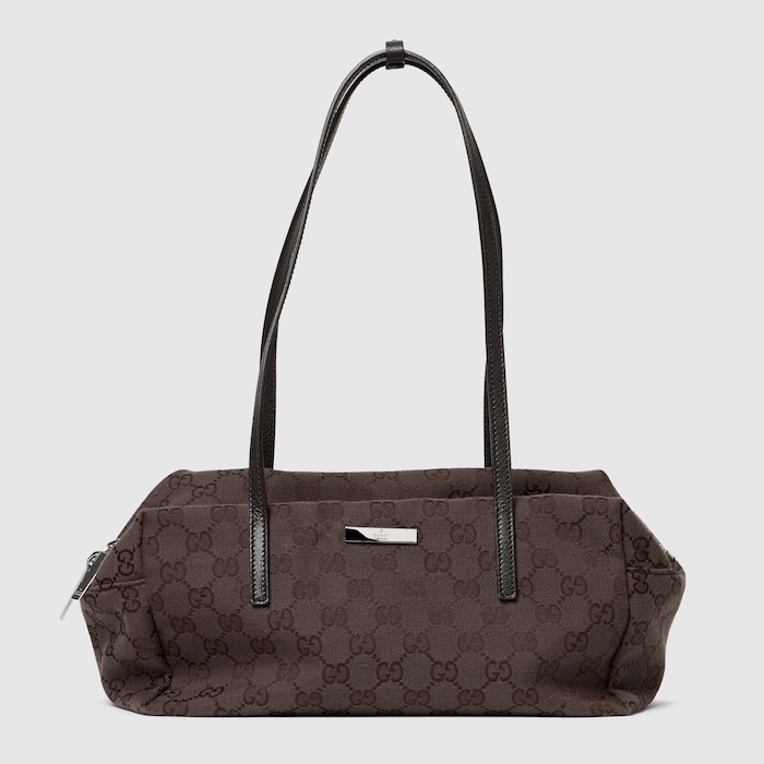 Gucci Melrose medium boston bag in dark brown GG canvas | GUCCI® UK
