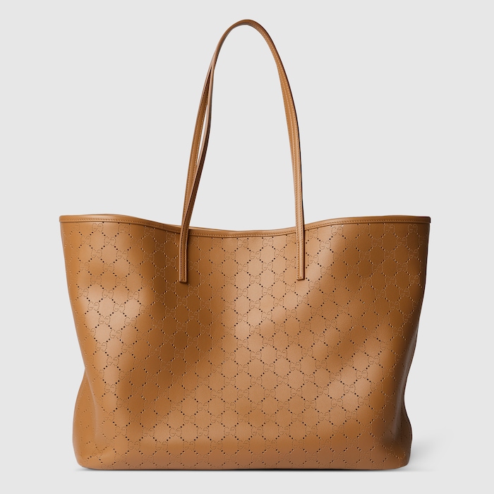 Gucci Tribeca large tote bag in dark beige GG leather | GUCCI® US