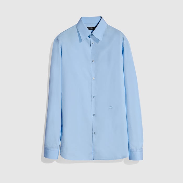 GUCCI グッチ ポプリンシャツ 長袖 ブルー 新品タグ付き ガーメントダイ コットンポプリン シャツ ・ライトブルー | GUCCI公式