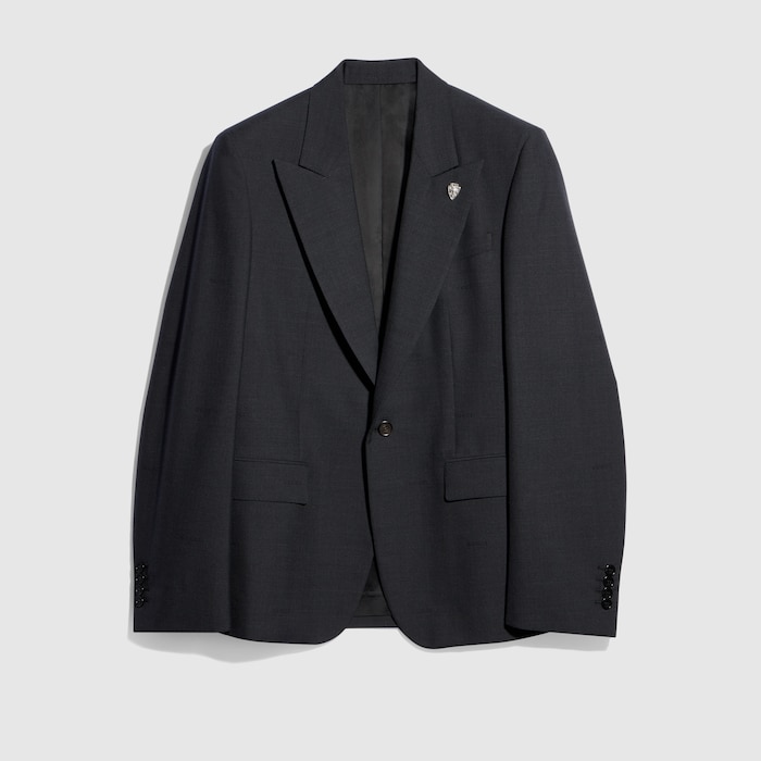 Wool single-breasted jacket in dark grey | GUCCI® US