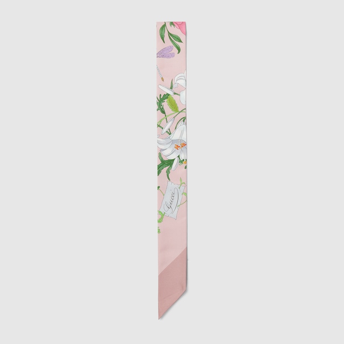 Printed silk twill ribbon in multicolor | GUCCI® US