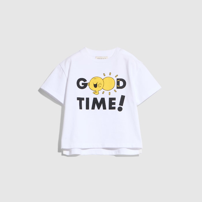 Baby cotton T-shirt with print in white | GUCCI® RO