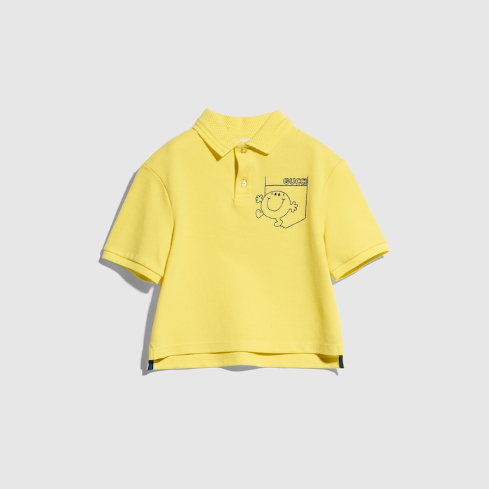 Baby polo shirt with embroidery in yellow | GUCCI® CA