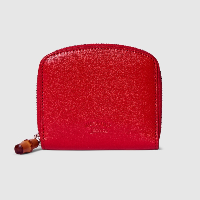 Small wallet with bamboo in red leather | GUCCI® ZA