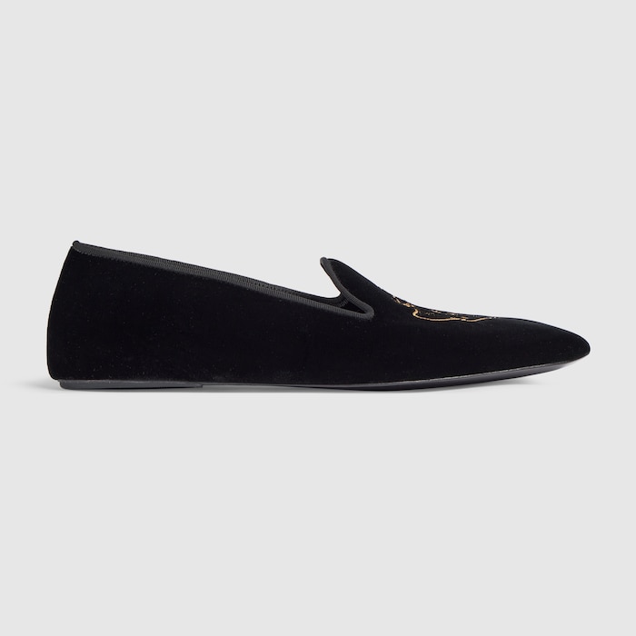 Men's Ragazzo loafer in black velvet | GUCCI® US