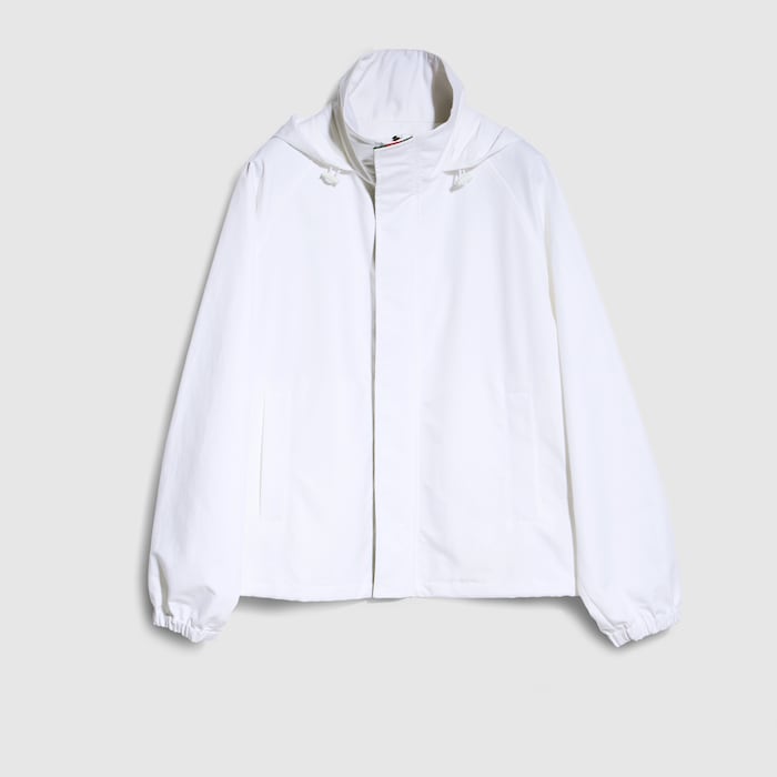 Compact cotton canvas zip jacket in white | GUCCI® US