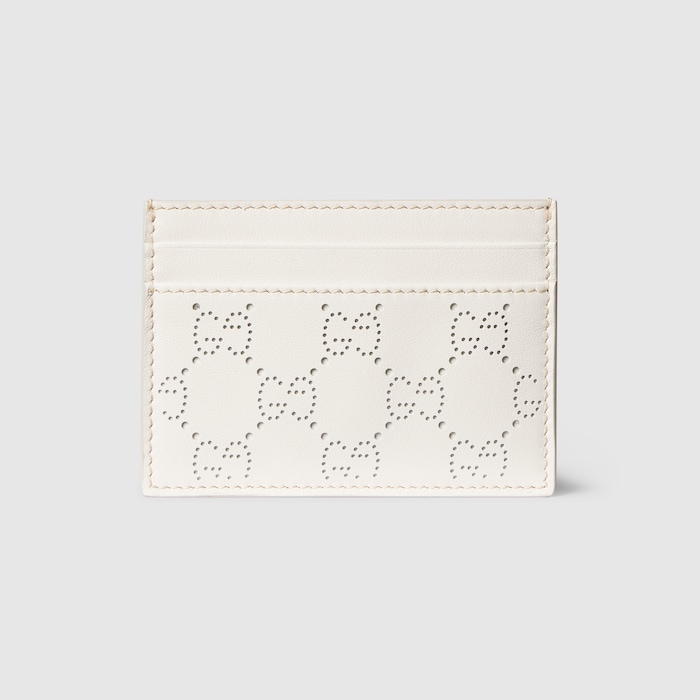 Perforated GG card case in white GG leather | GUCCI® US