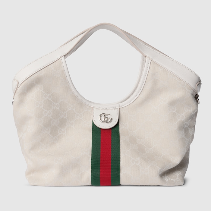 GUCCI グッチ ジリオスモール トートバッグ Gucci Giglio small tote bag in blue and white GG denim | GUCCI® US