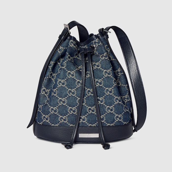 Gucci Venice small bucket bag in dark blue GG denim | GUCCI® US