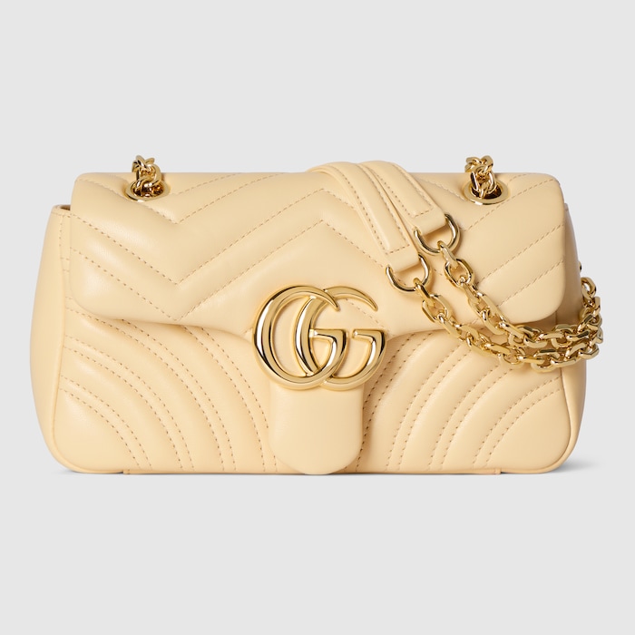 GG Marmont small shoulder bag in light yellow leather | GUCCI® RO