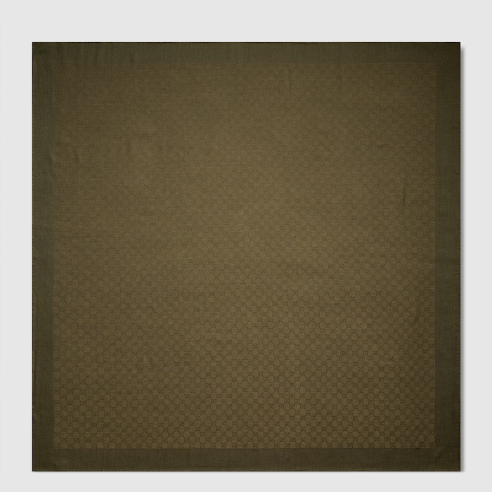GG wool silk jacquard shawl in dark green | GUCCI® US