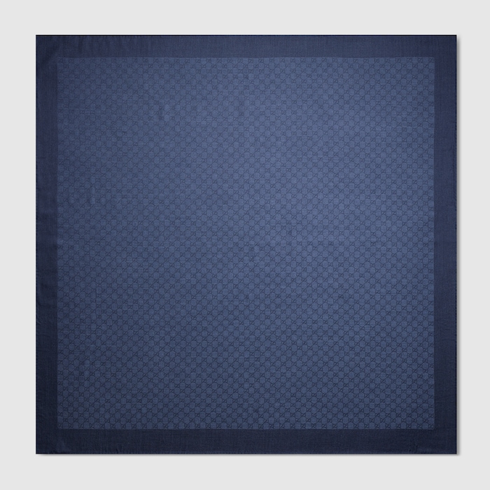 GG wool silk jacquard shawl in blue | GUCCI® US
