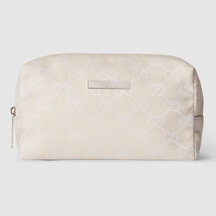 Medium cosmetic case with Gucci plaque in ivory GG canvas | GUCCI® US