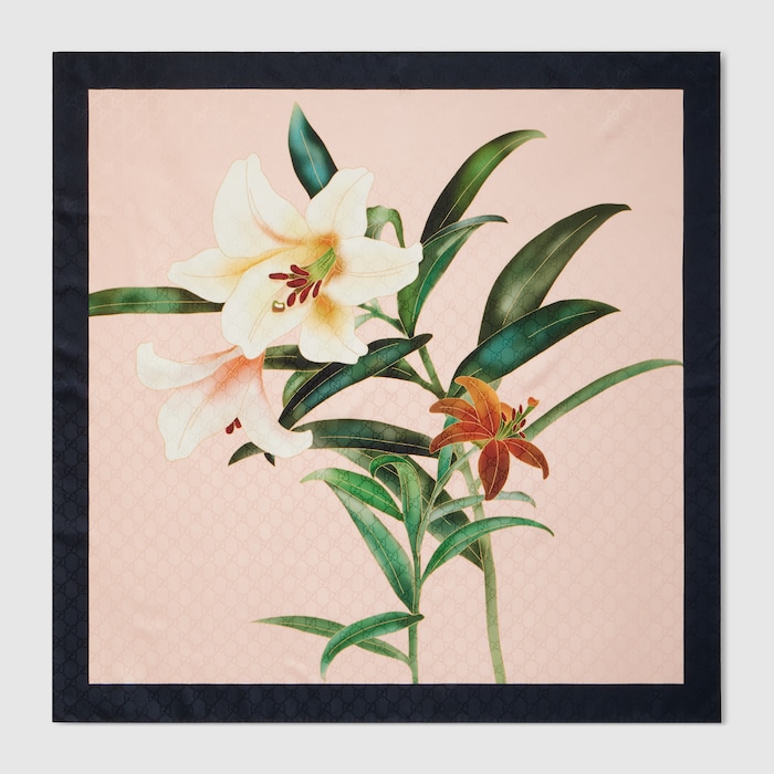 ヴォルテックス⭐︎GUCCI 懐中時計デザイン シルクスカーフ Gucci x 安藤七宝店 日本限定 シルクジャカード スカーフ ・ピンク