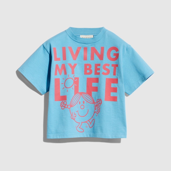 チルドレンズ〕プリント コットン Tシャツ ・ライトブルー | GUCCI公式