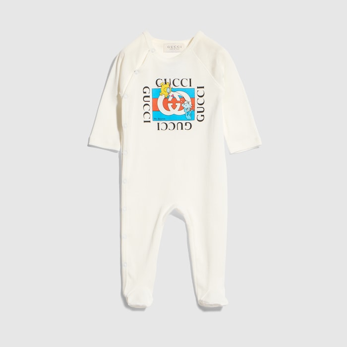 GUCCI キッズ　刺繍　GG柄　グッチ　110〜120 Baby cotton one-piece with print in white | GUCCI® US