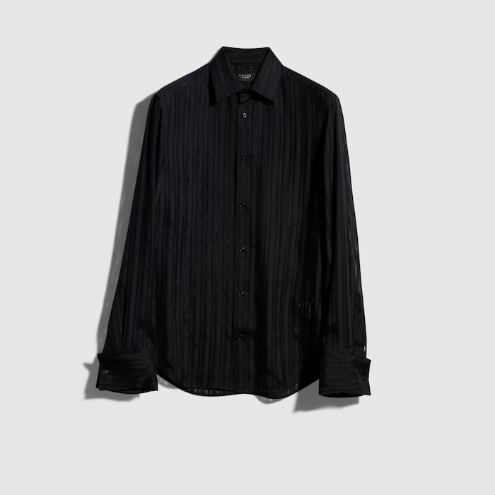 ストライプ シルクガーゼ シャツ ・ブラック | GUCCI公式