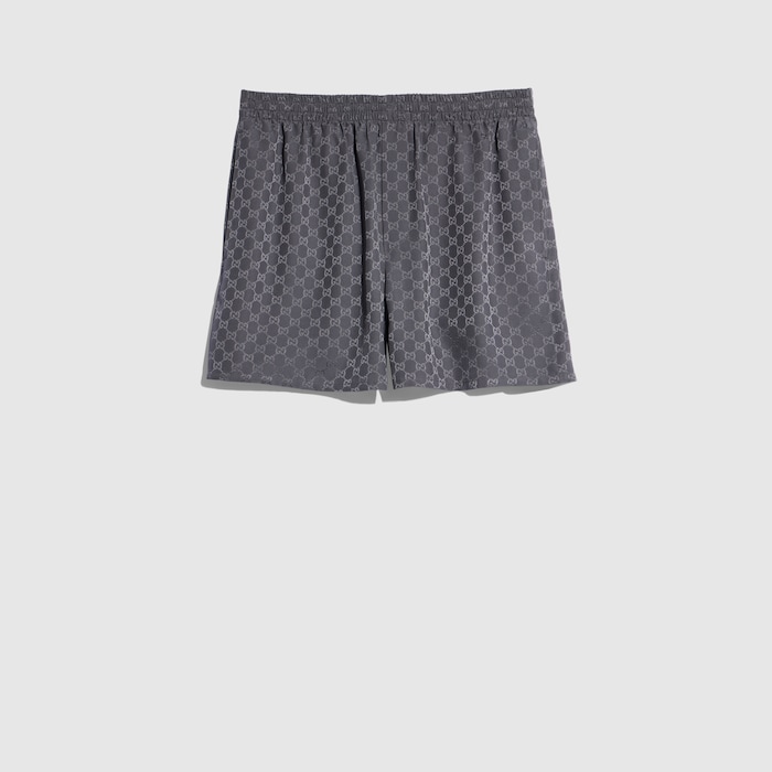 GG silk jacquard shorts in dark grey | GUCCI® US