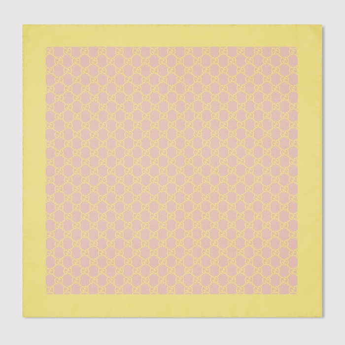 GG silk twill bandana in pink and yellow | GUCCI® US