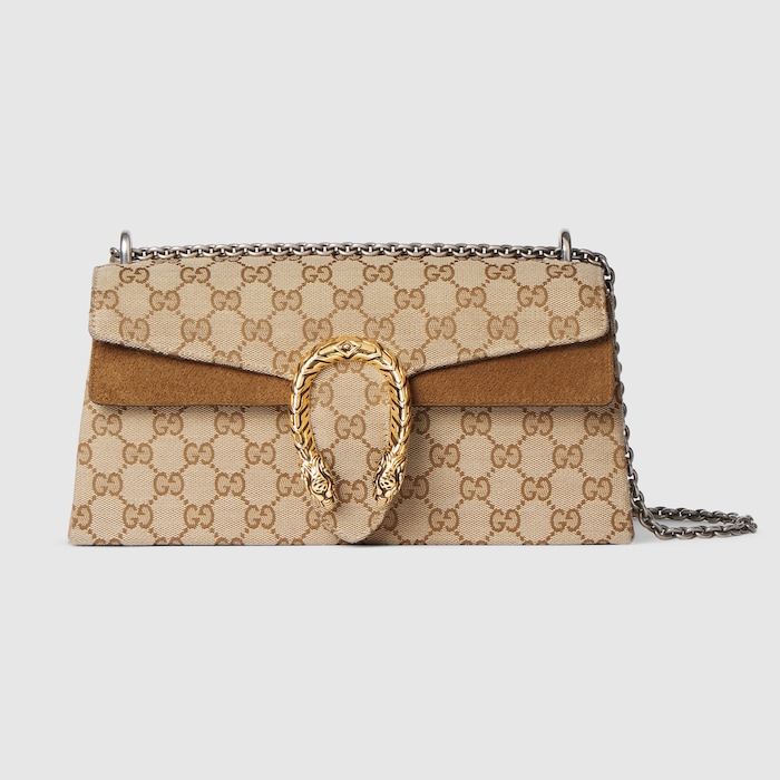 バッグ GUCCI Dionysus medium shoulder bag in sand and brown GG canvas | GUCCI® CA