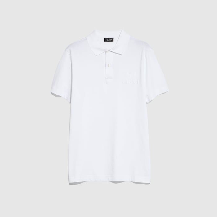 GUCCI フローラル柄 ポロシャツ ホワイト ヴィンテージ S Cotton jersey polo shirt with embroidery in white | GUCCI® US