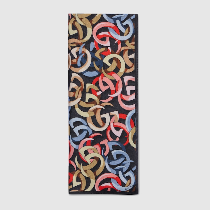 Gucci Double G cotton silk jacquard stole in multicolor | GUCCI® US