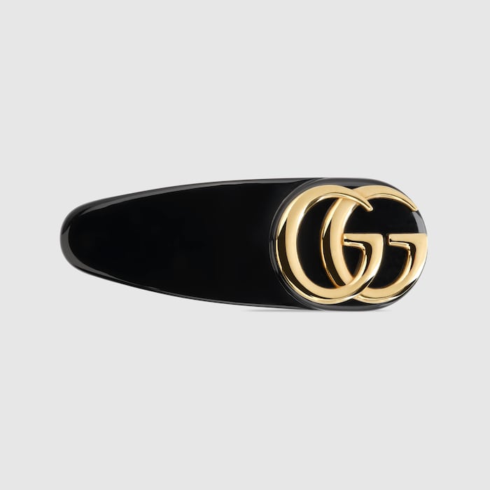 Hair clip with Double G in black resin | GUCCI® RO