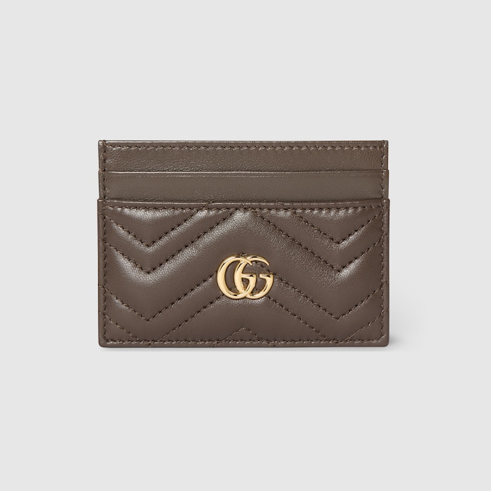 GG Marmont card case in dark taupe leather | GUCCI® US